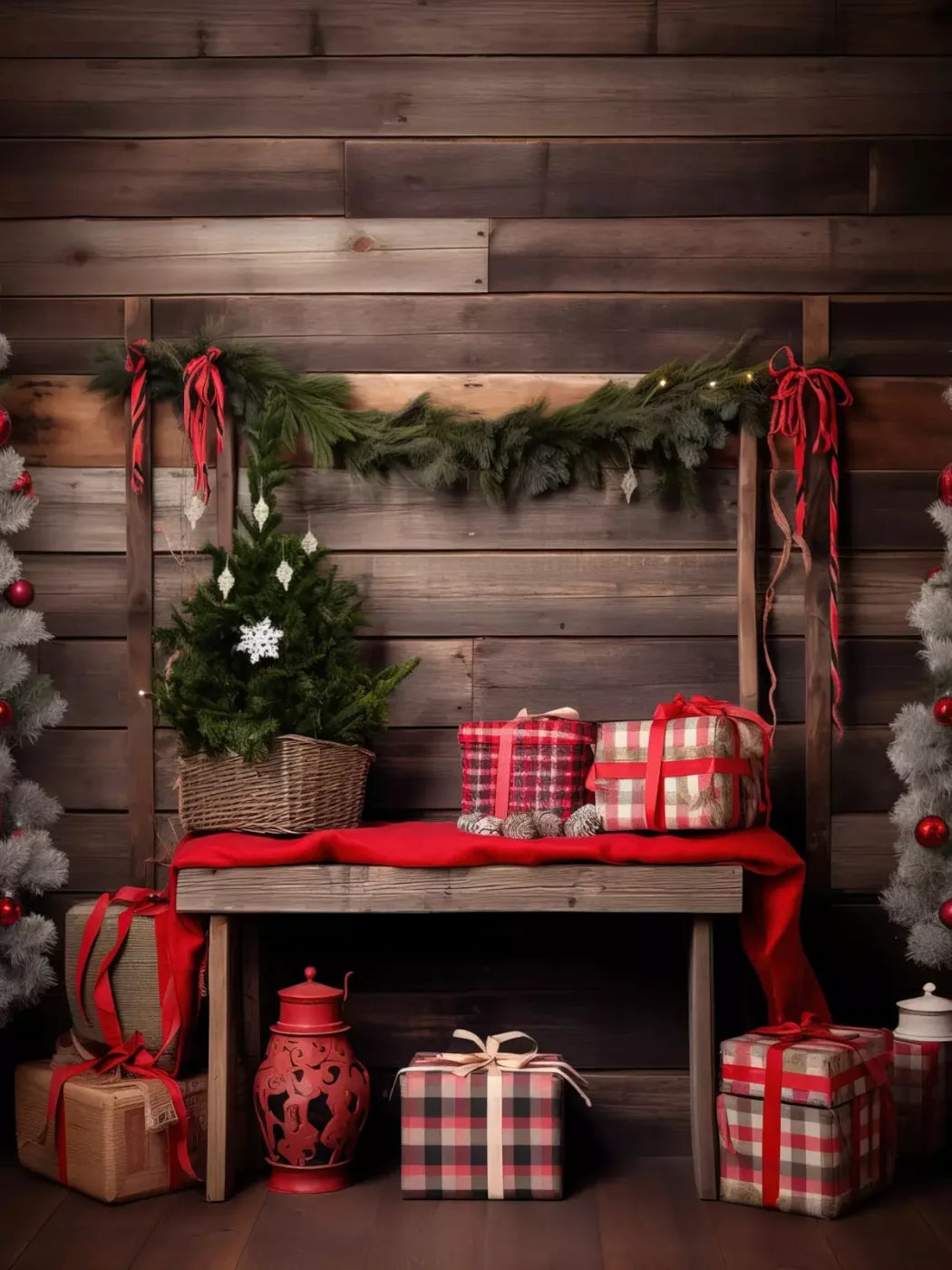 Plaid Tidings Ii 6’X8’ Fleece (72 X 96 Inch) Backdrop