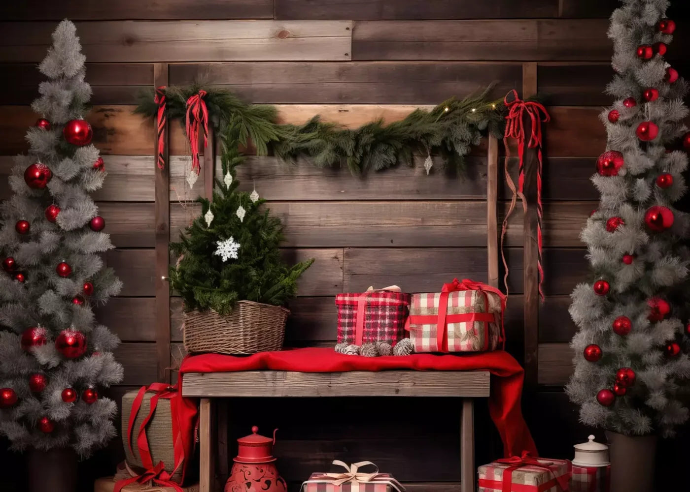 Plaid Tidings Ii 7’X5’ Ultracloth (84 X 60 Inch) Backdrop
