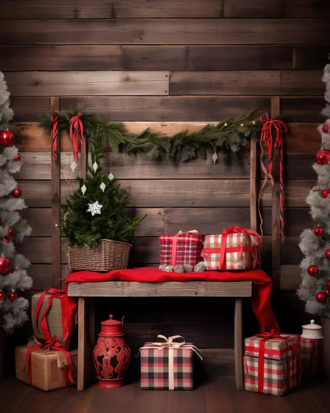 Plaid Tidings Ii 8’X10’ Fleece (96 X 120 Inch) Backdrop