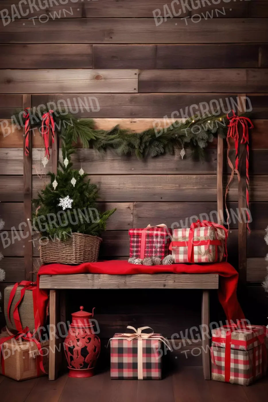 Plaid Tidings Ii 8’X12’ Ultracloth (96 X 144 Inch) Backdrop