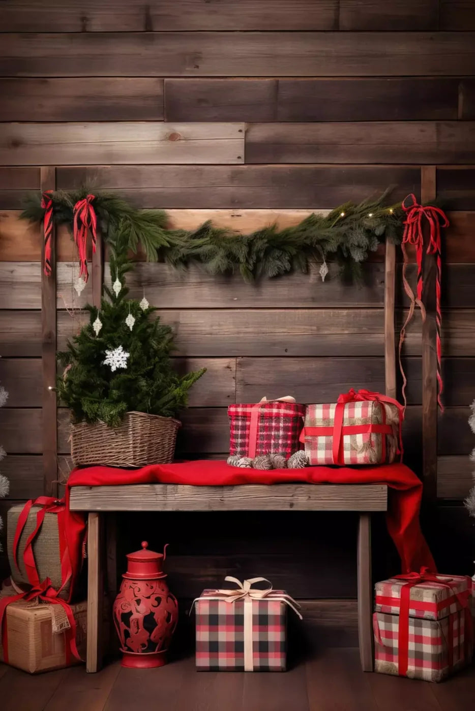 Plaid Tidings Ii 8’X12’ Ultracloth (96 X 144 Inch) Backdrop