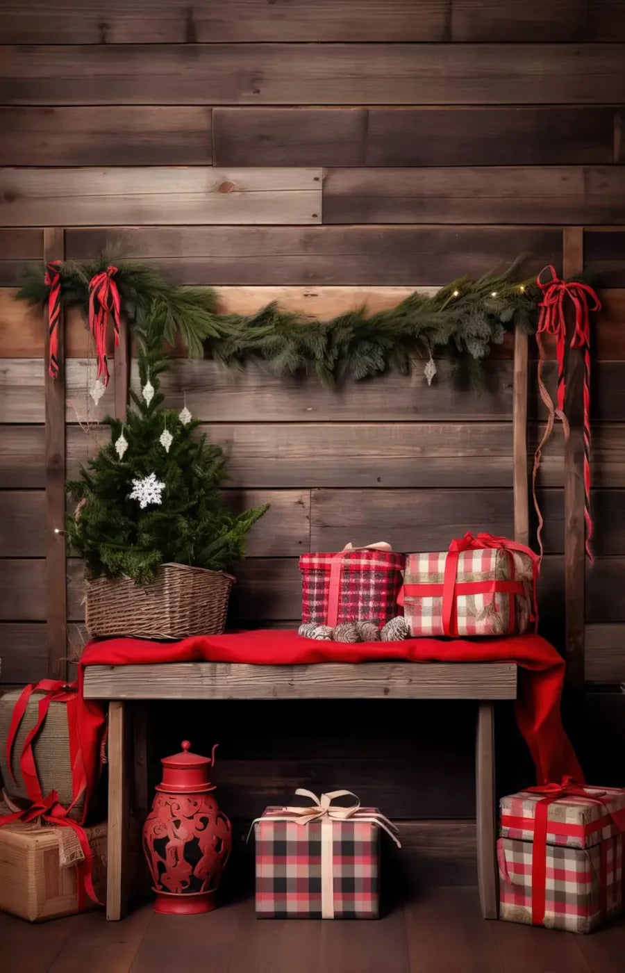 Plaid Tidings Ii 9’X14’ Ultracloth (108 X 168 Inch) Backdrop