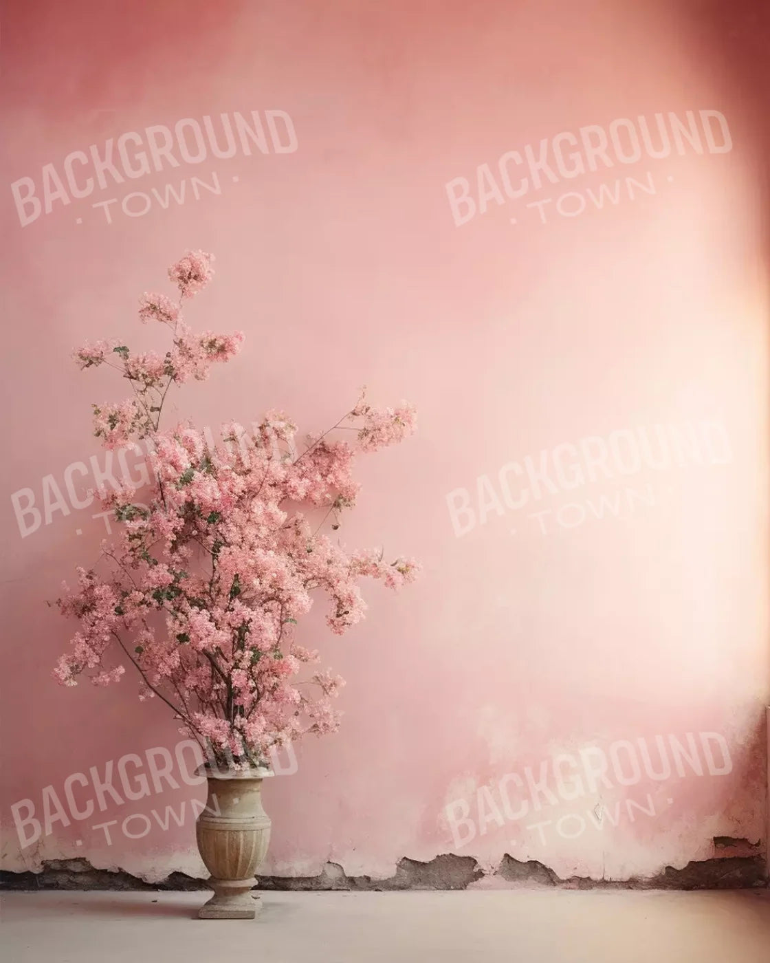 Plaster Pink Floral 8’X10’ Fleece (96 X 120 Inch) Backdrop