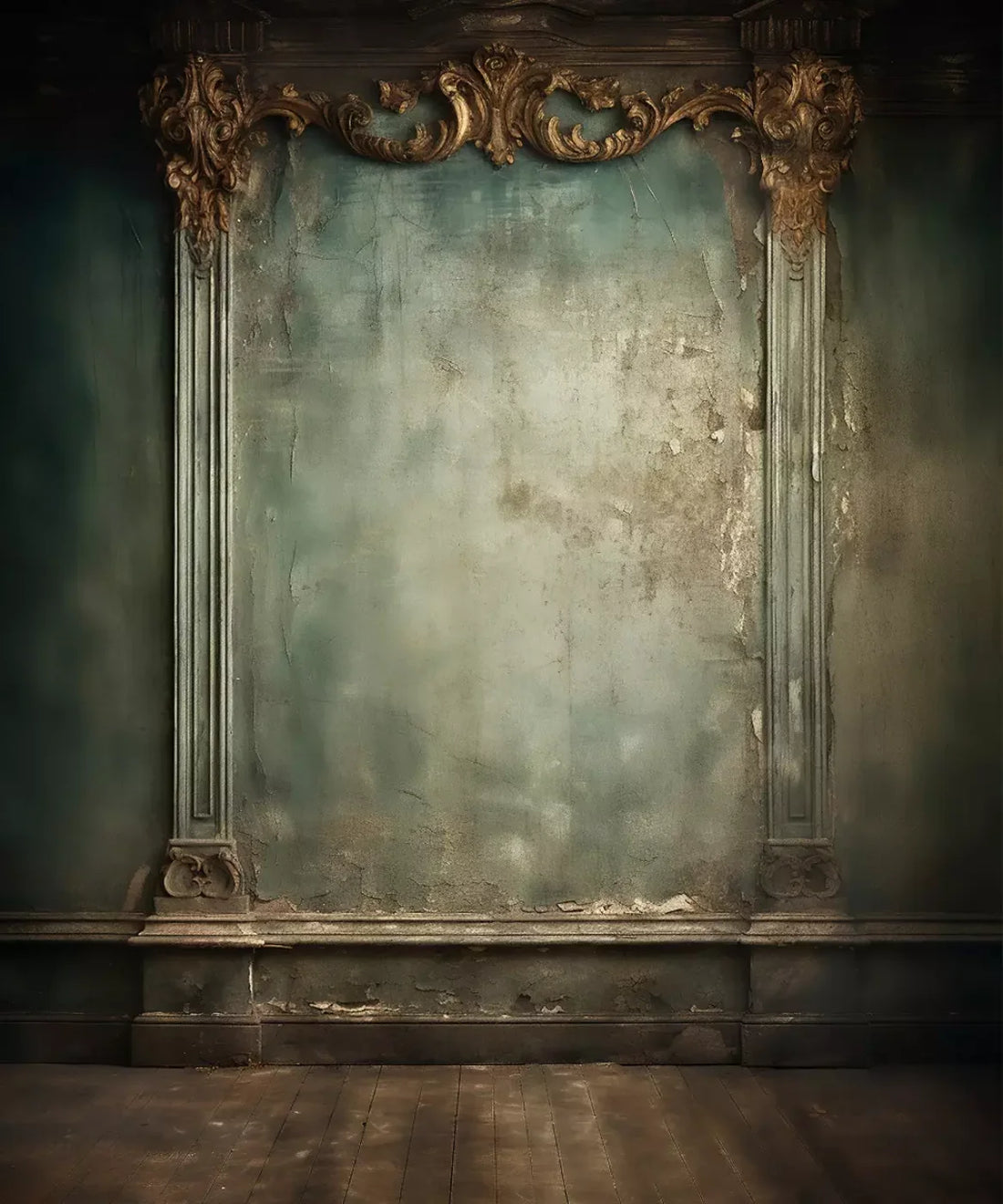 Wall , Green , Gold  Backdrop for Photography