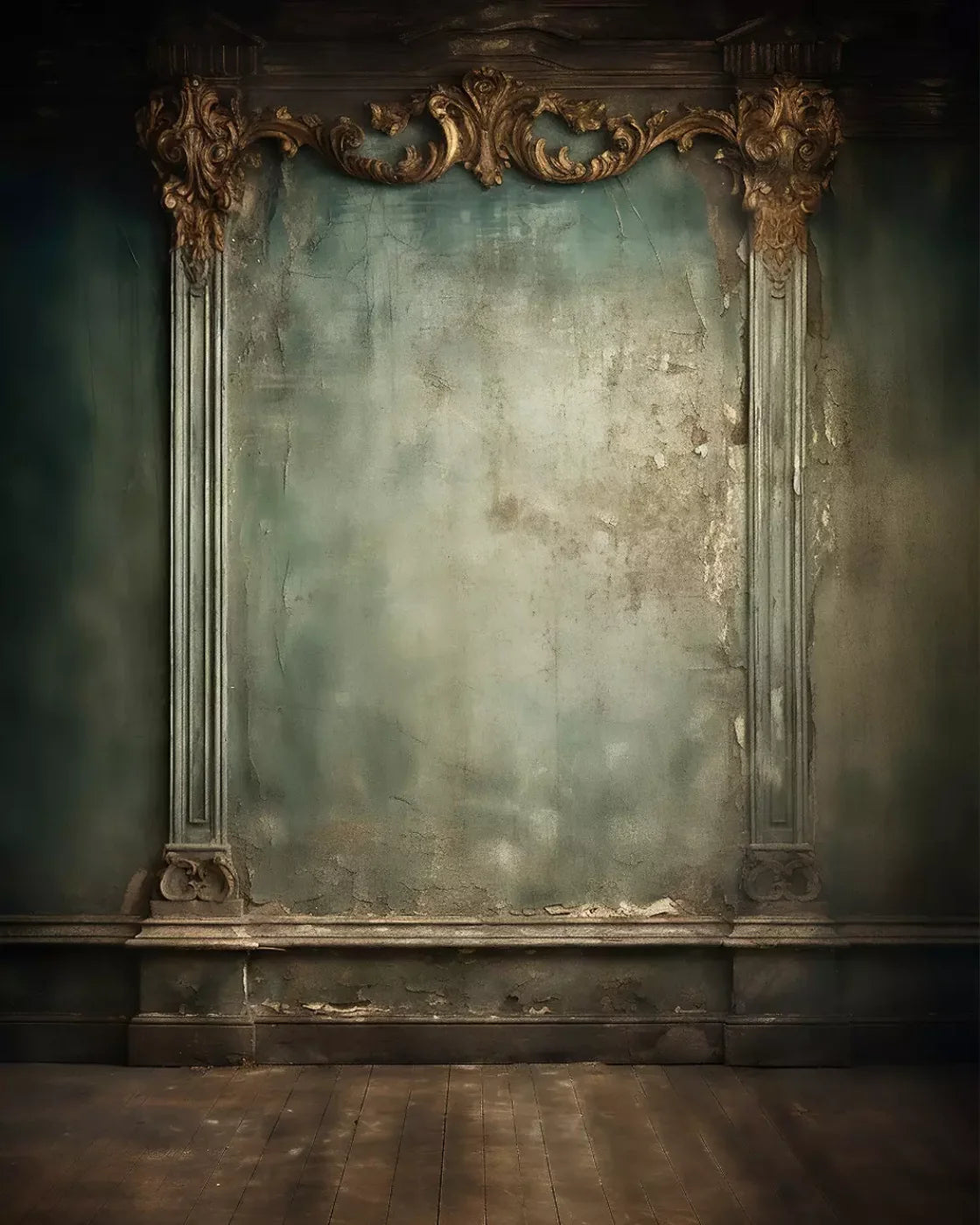 Plaster Wall Dark Victorian 8’X10’ Fleece (96 X 120 Inch) Backdrop