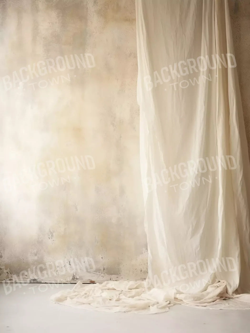 Plaster Wall With Curtain I 5X68 Fleece ( 60 X 80 Inch ) Backdrop