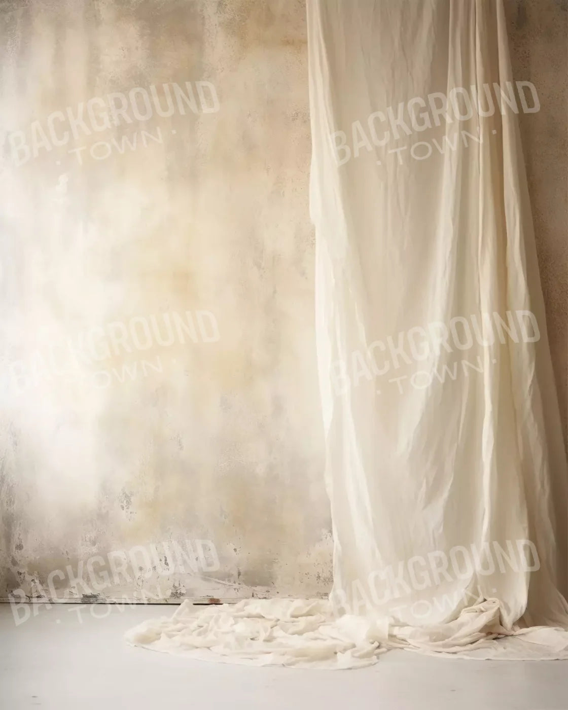 Plaster Wall With Curtain I 8X10 Fleece ( 96 X 120 Inch ) Backdrop