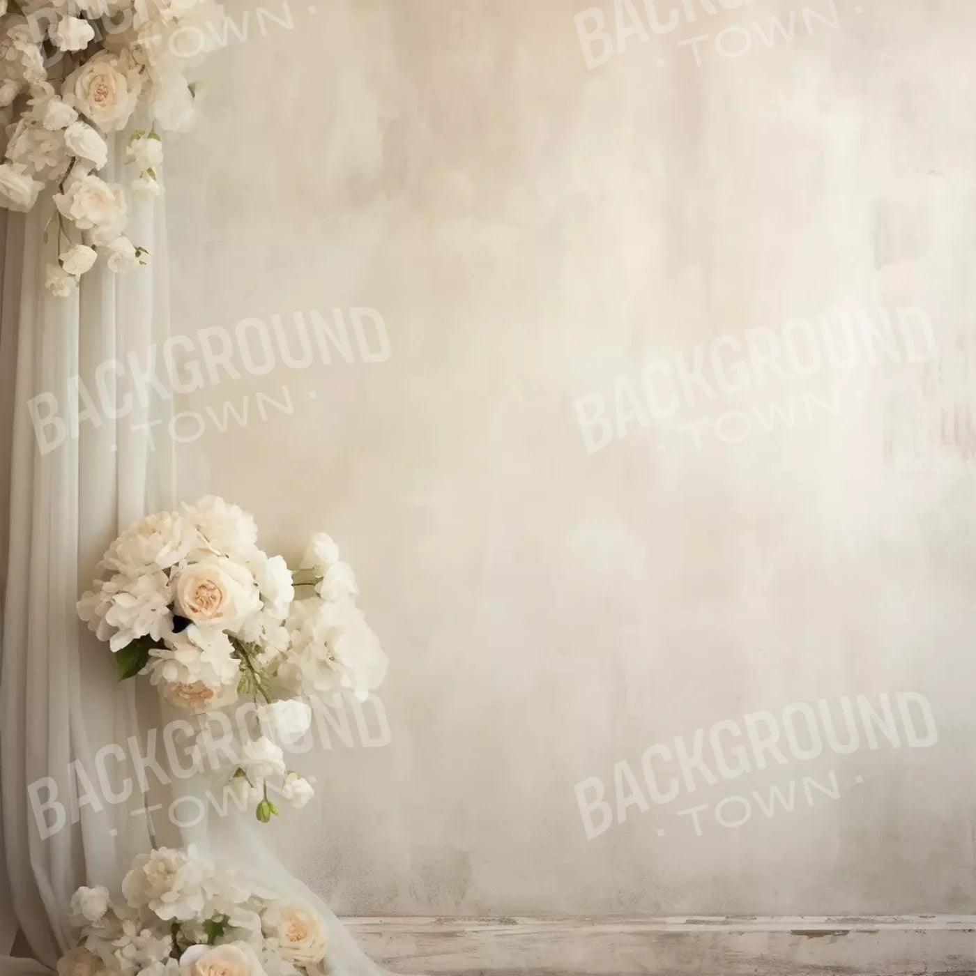 Plaster Wall With Florals 10’X10’ Ultracloth (120 X Inch) Backdrop