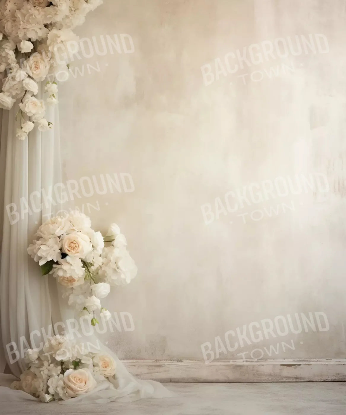Plaster Wall With Florals 10’X12’ Ultracloth (120 X 144 Inch) Backdrop