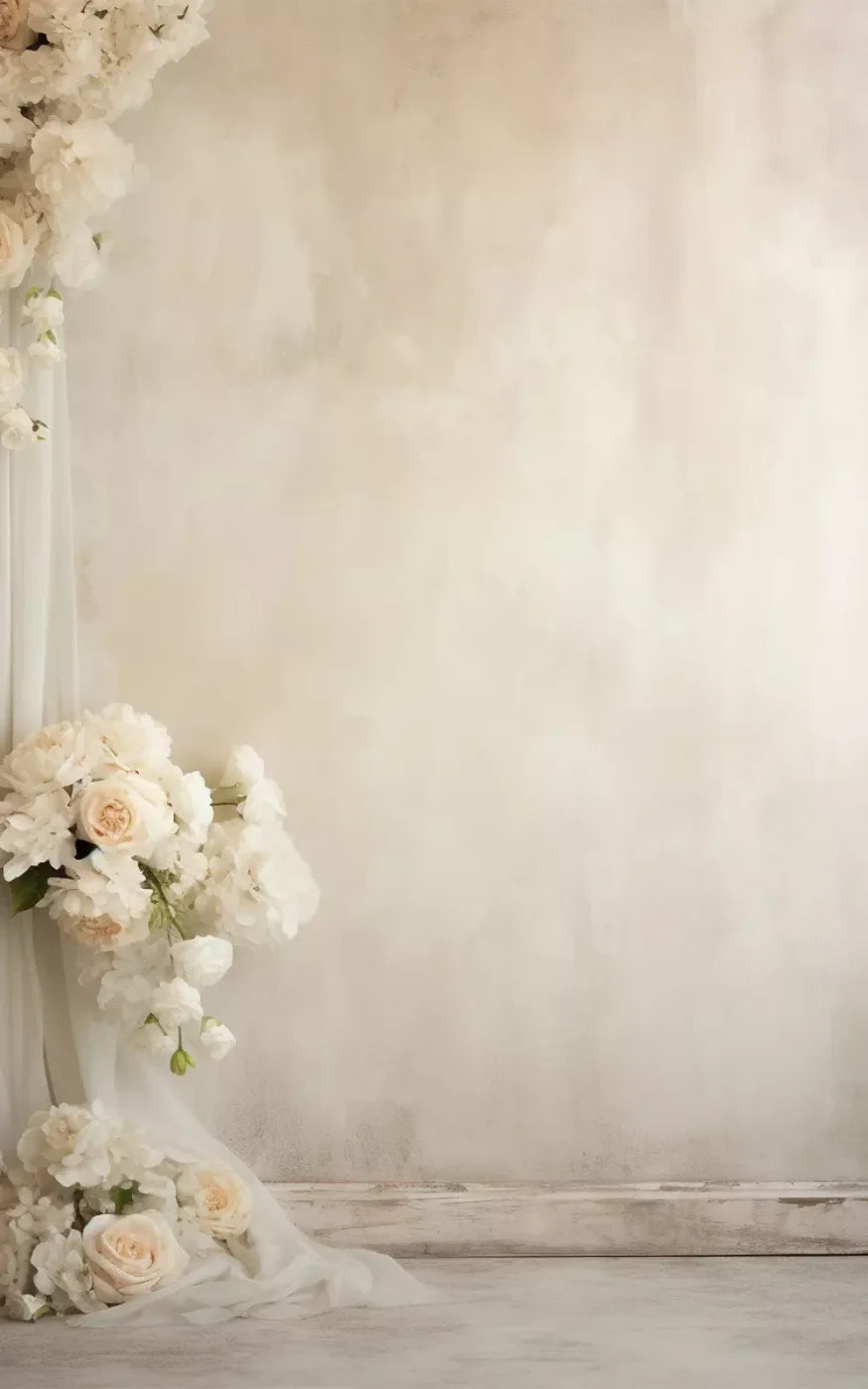 Plaster Wall With Florals 10’X16’ Ultracloth (120 X 192 Inch) Backdrop