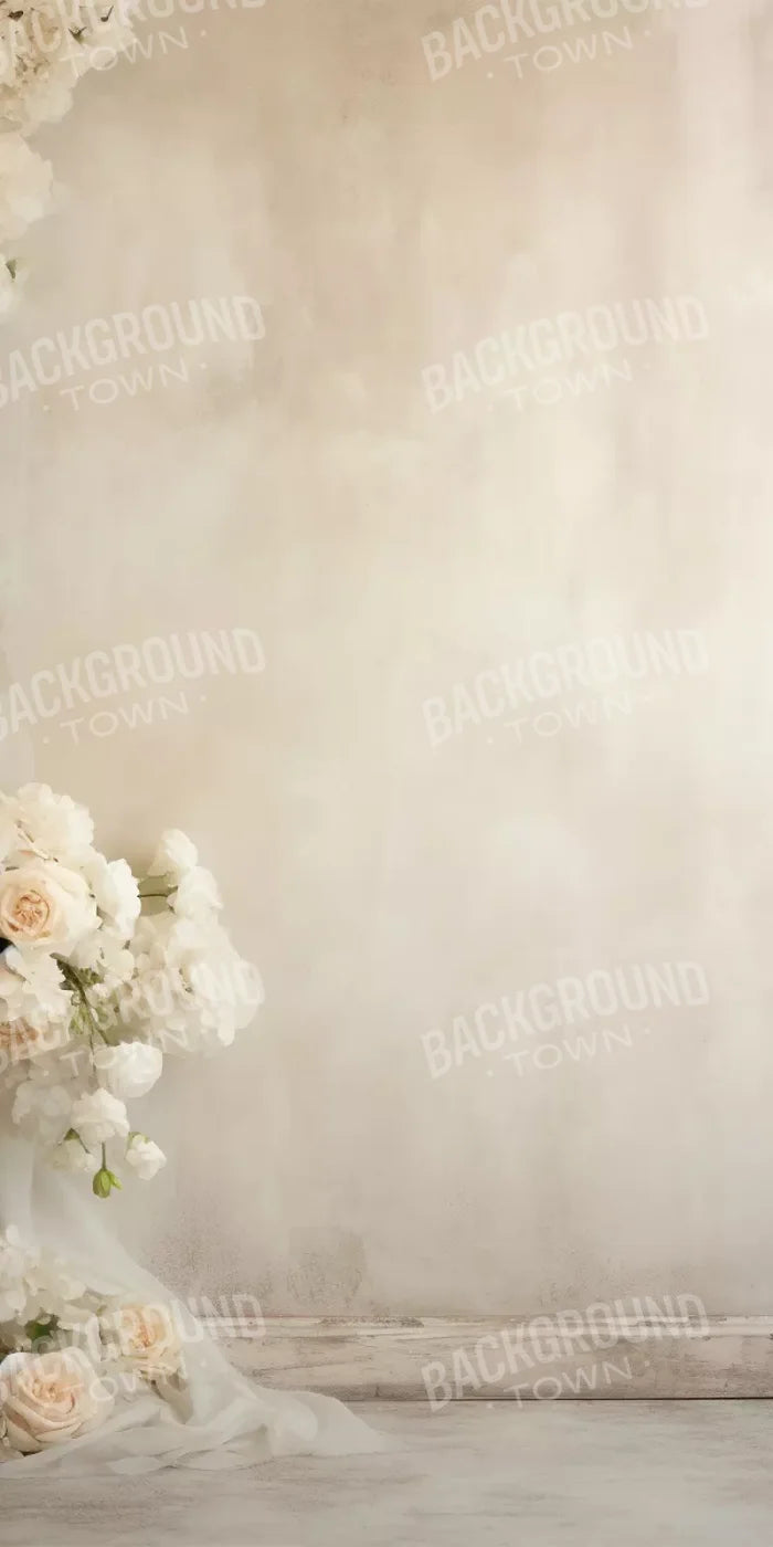 Plaster Wall With Florals 10’X20’ Ultracloth (120 X 240 Inch) Backdrop