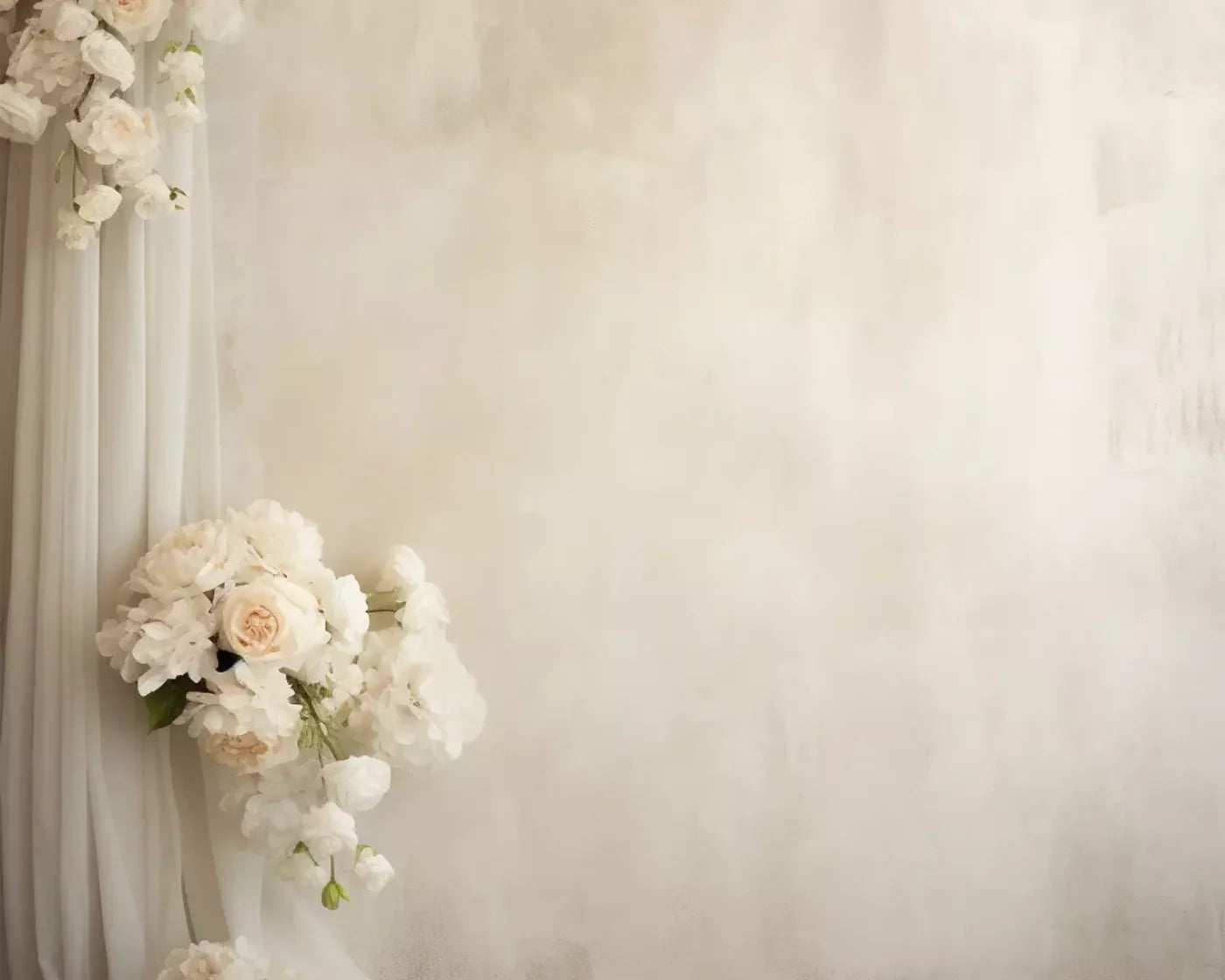 Plaster Wall With Florals 10’X8’ Fleece (120 X 96 Inch) Backdrop