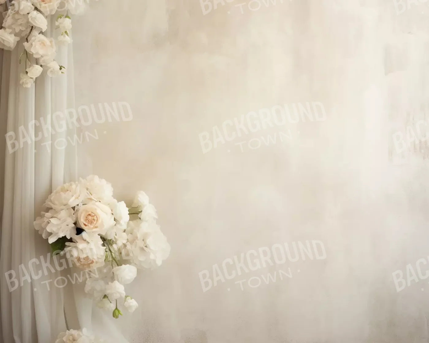 Plaster Wall With Florals 10’X8’ Fleece (120 X 96 Inch) Backdrop
