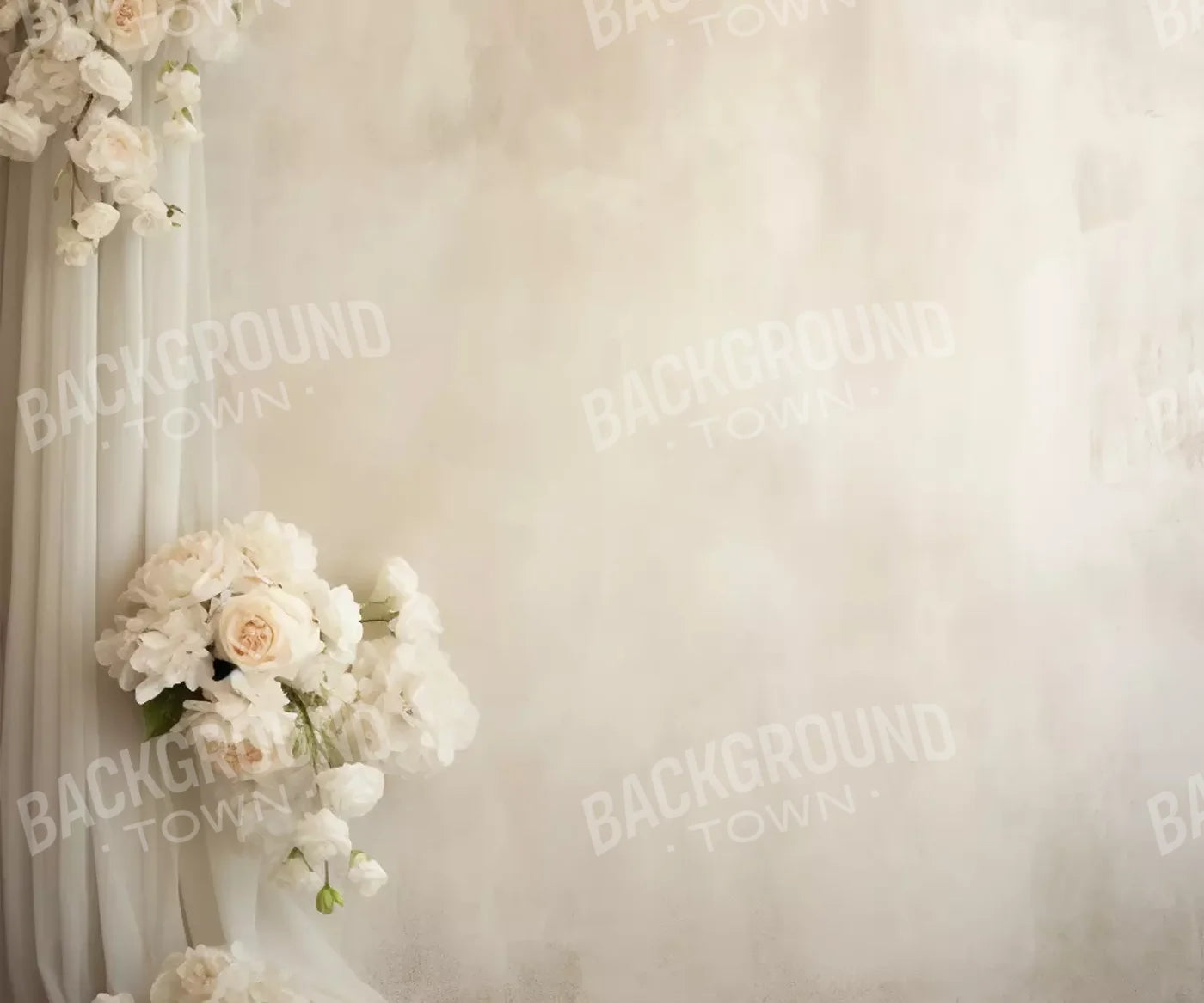 Plaster Wall With Florals 12’X10’ Ultracloth (144 X 120 Inch) Backdrop
