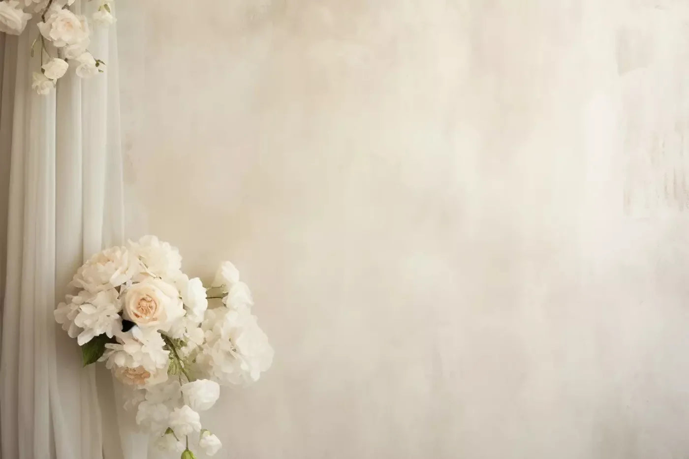 Plaster Wall With Florals 12’X8’ Ultracloth (144 X 96 Inch) Backdrop