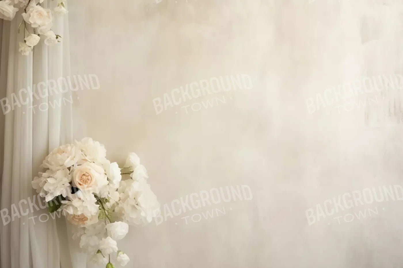 Plaster Wall With Florals 12’X8’ Ultracloth (144 X 96 Inch) Backdrop