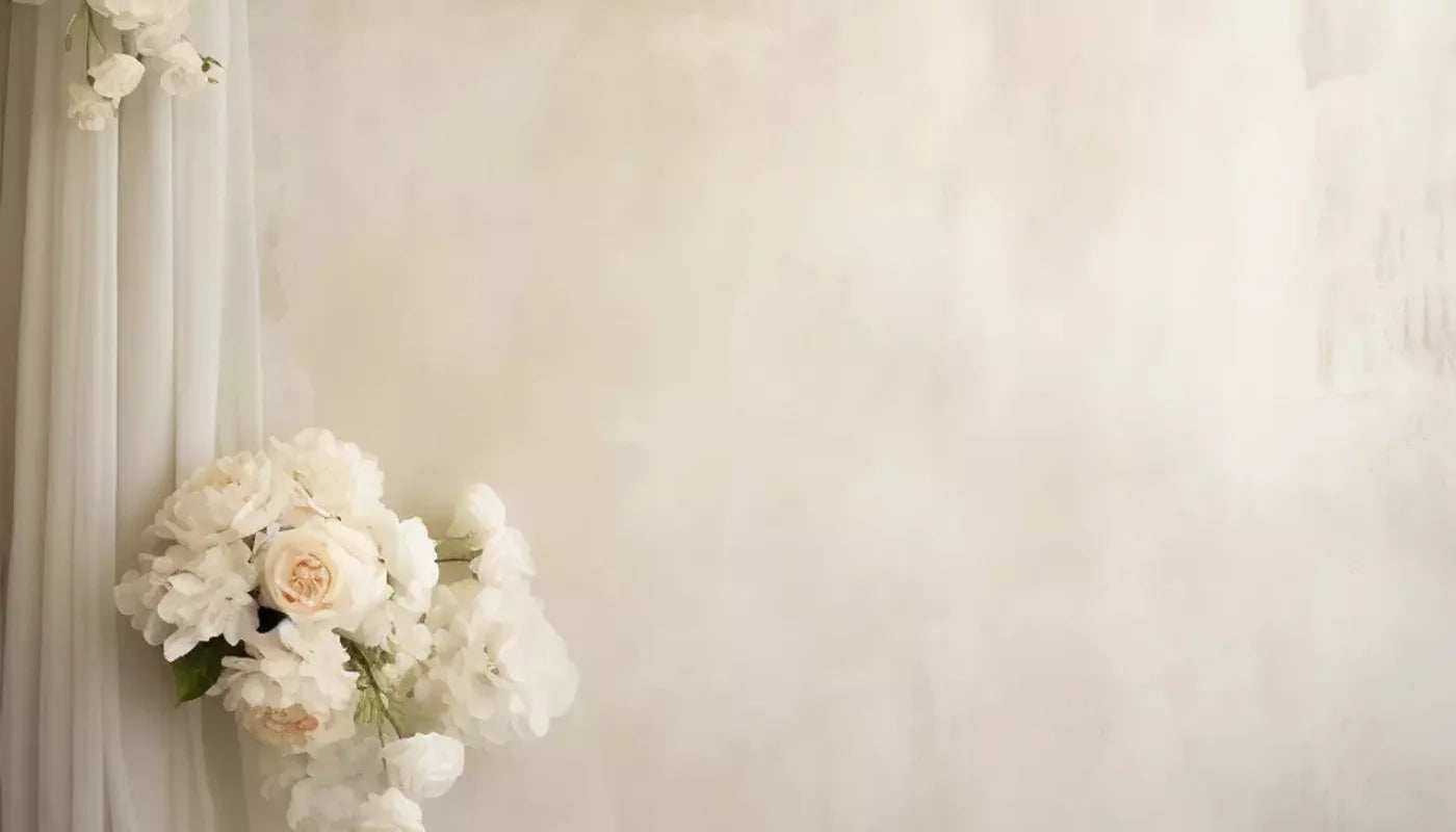 Plaster Wall With Florals 14’X8’ Ultracloth (168 X 96 Inch) Backdrop