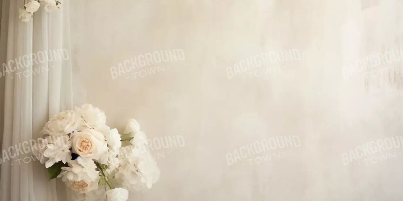 Plaster Wall With Florals 16’X8’ Ultracloth (192 X 96 Inch) Backdrop