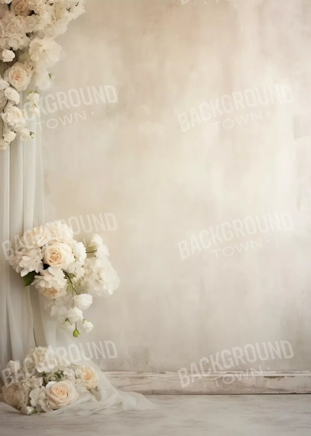 Plaster Wall With Florals 5’X7’ Ultracloth (60 X 84 Inch) Backdrop