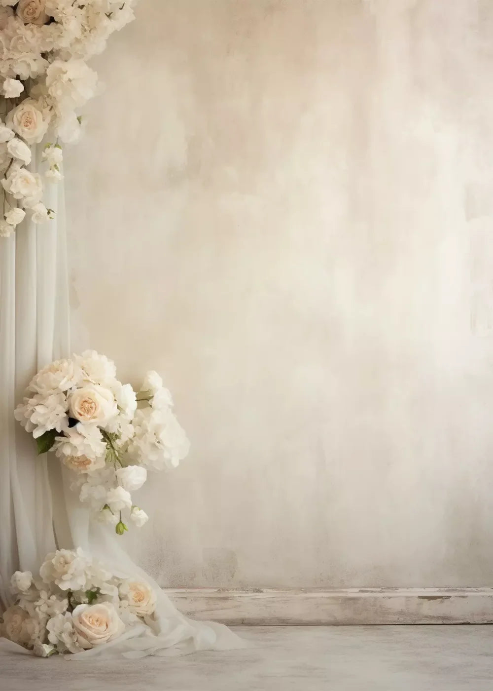Plaster Wall With Florals 5’X7’ Ultracloth (60 X 84 Inch) Backdrop