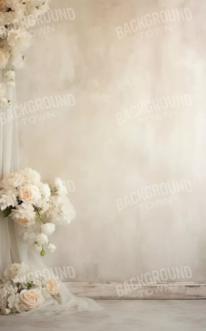 Plaster Wall With Florals 5’X8’ Ultracloth (60 X 96 Inch) Backdrop
