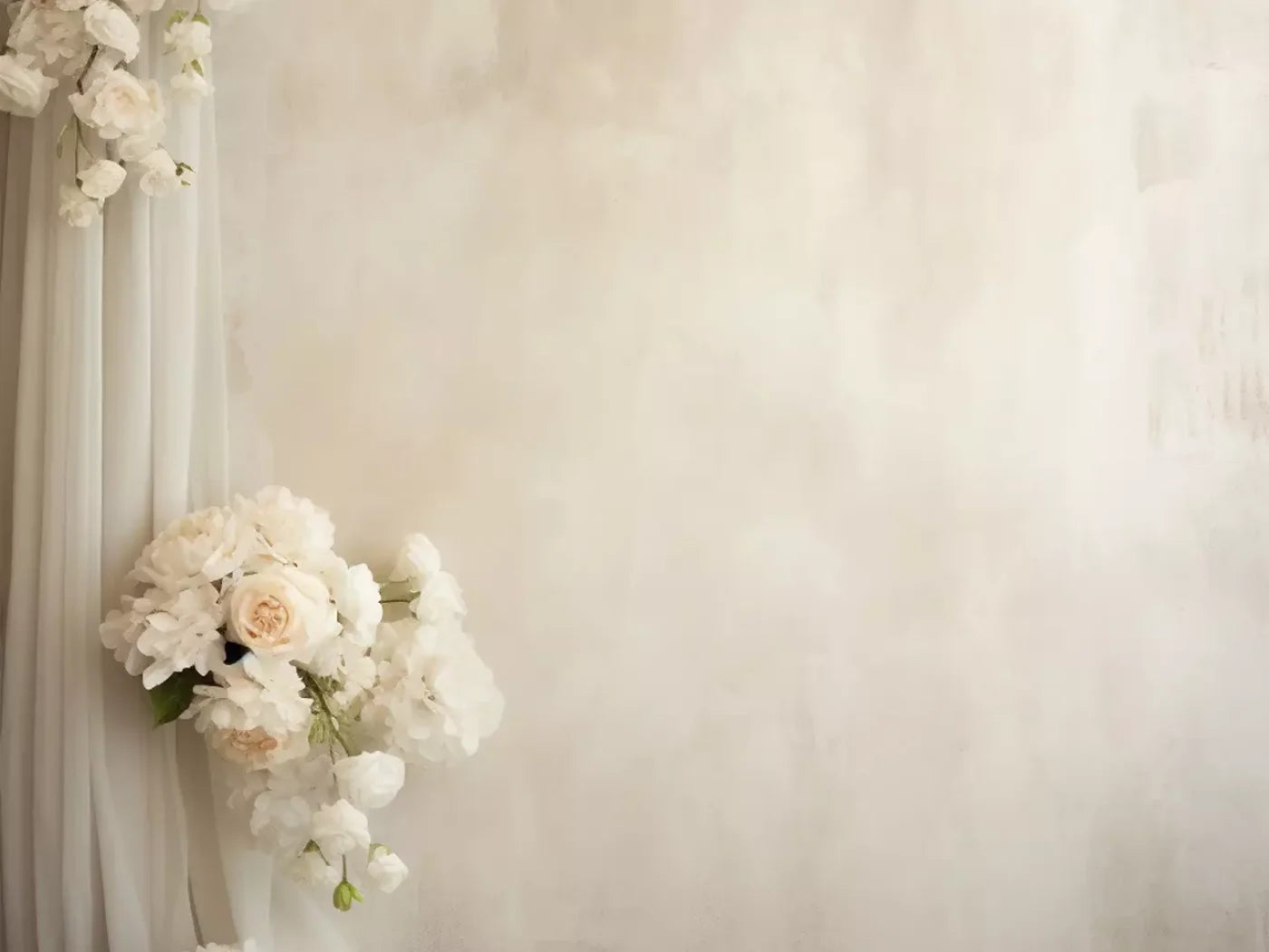Plaster Wall With Florals 6’8X5’ Fleece (80 X 60 Inch) Backdrop