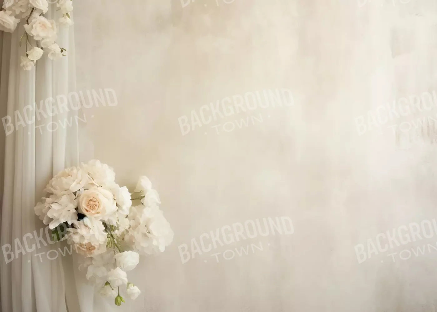 Plaster Wall With Florals 7’X5’ Ultracloth (84 X 60 Inch) Backdrop