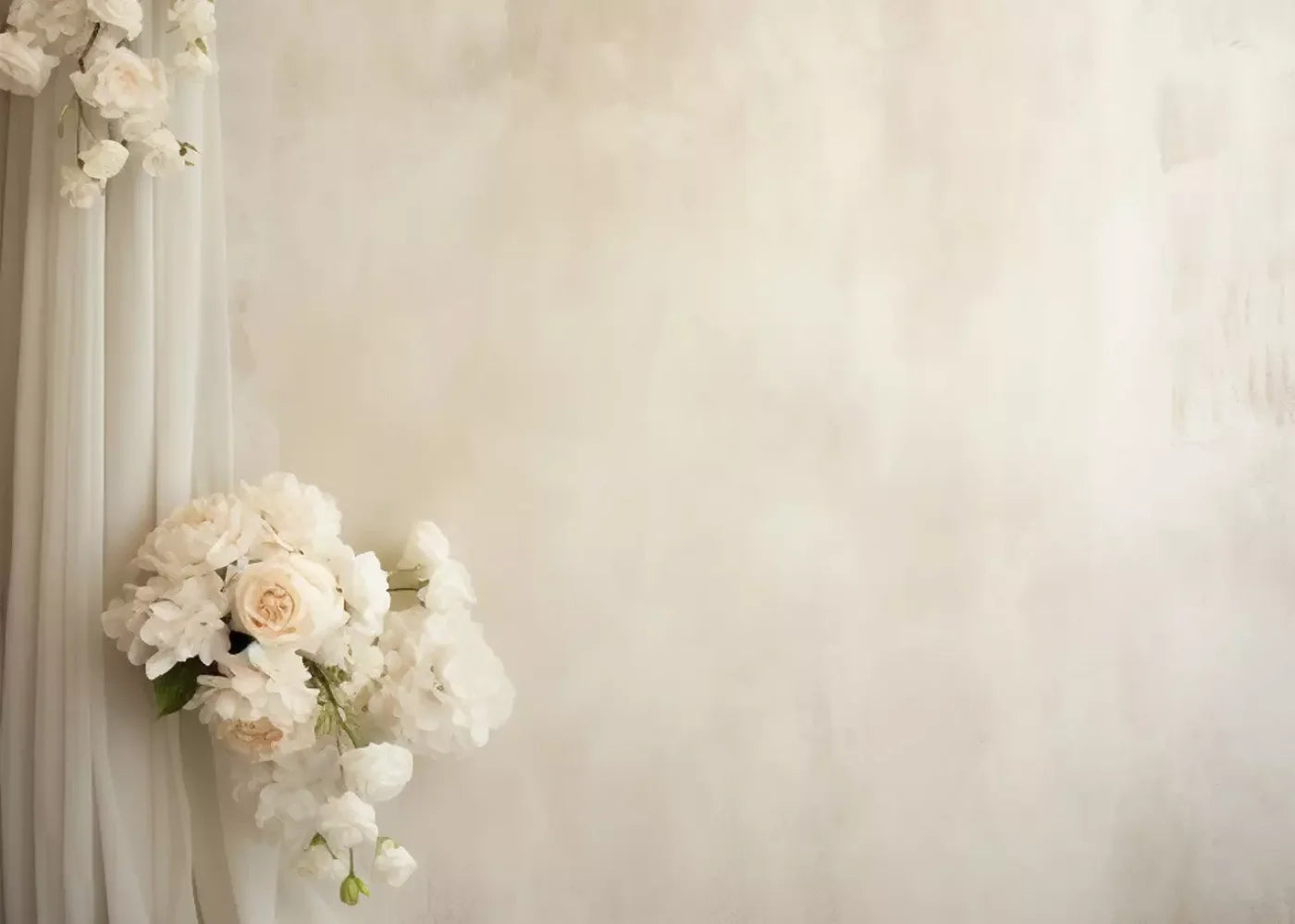 Plaster Wall With Florals 7’X5’ Ultracloth (84 X 60 Inch) Backdrop
