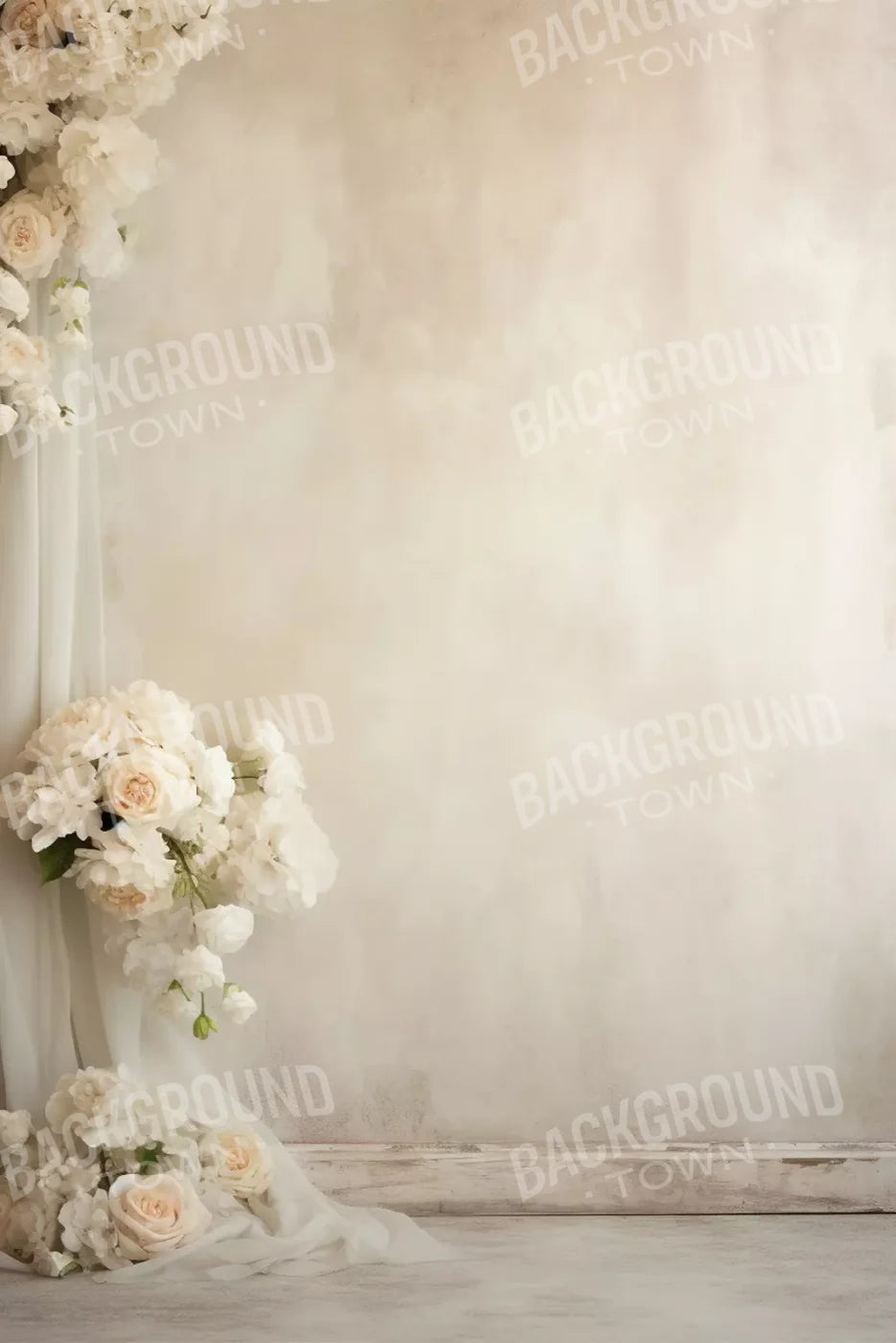 Plaster Wall With Florals 8’X12’ Ultracloth (96 X 144 Inch) Backdrop
