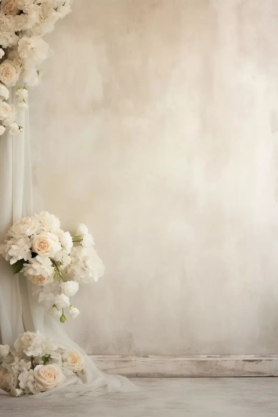 Plaster Wall With Florals 8’X12’ Ultracloth (96 X 144 Inch) Backdrop