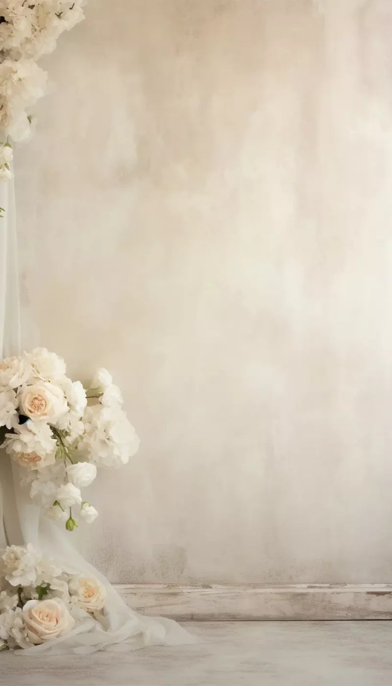 Plaster Wall With Florals 8’X14’ Ultracloth (96 X 168 Inch) Backdrop
