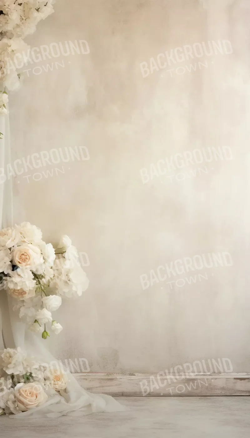 Plaster Wall With Florals 8’X14’ Ultracloth (96 X 168 Inch) Backdrop