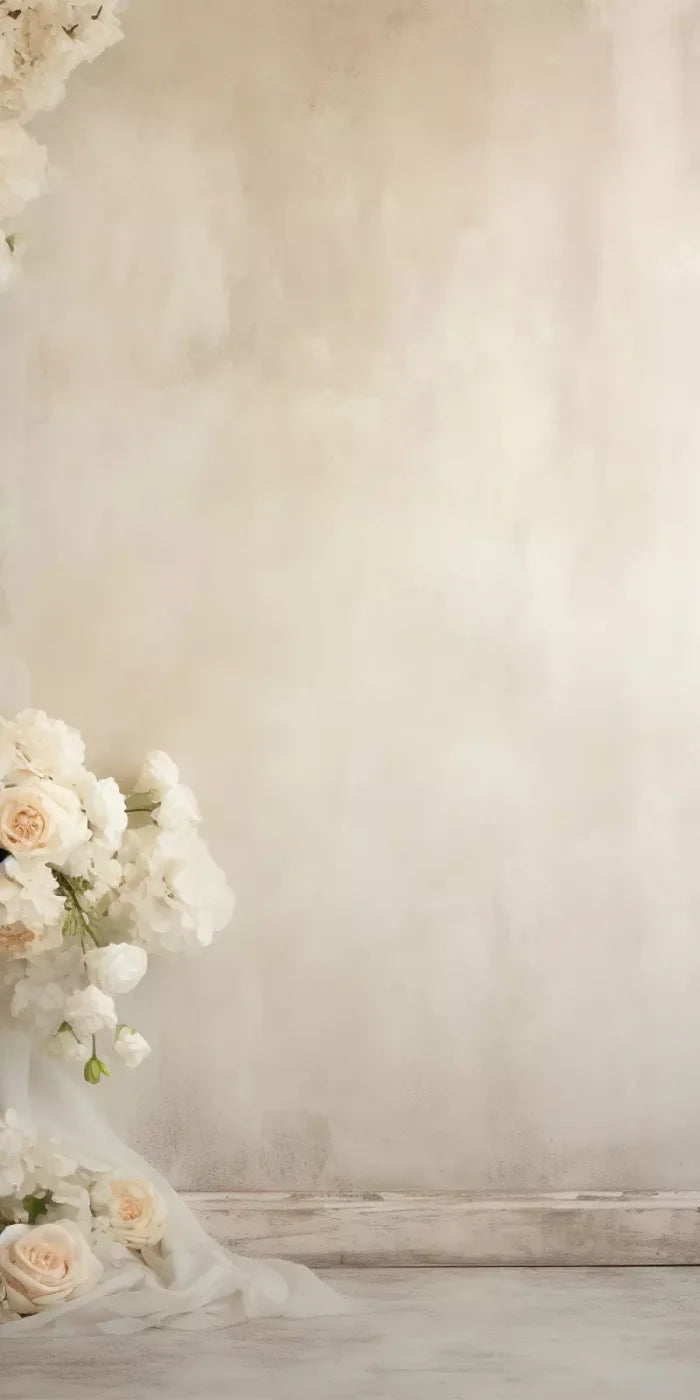 Plaster Wall With Florals 8’X16’ Ultracloth (96 X 192 Inch) Backdrop