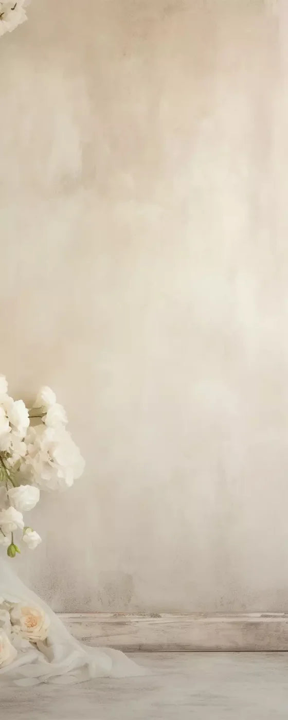 Plaster Wall With Florals 8’X20’ Ultracloth (96 X 240 Inch) Backdrop