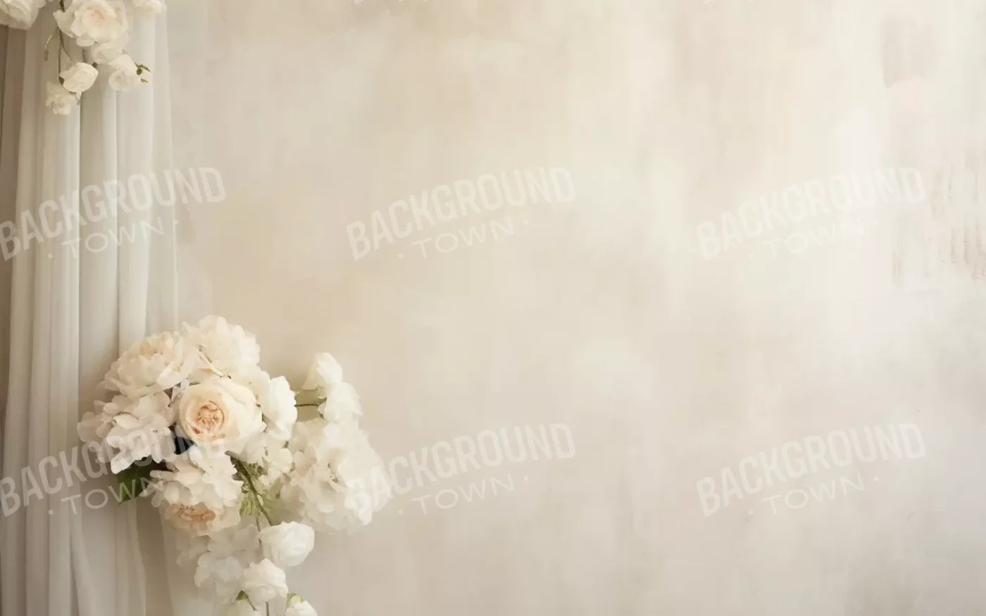Plaster Wall With Florals 8’X5’ Ultracloth (96 X 60 Inch) Backdrop