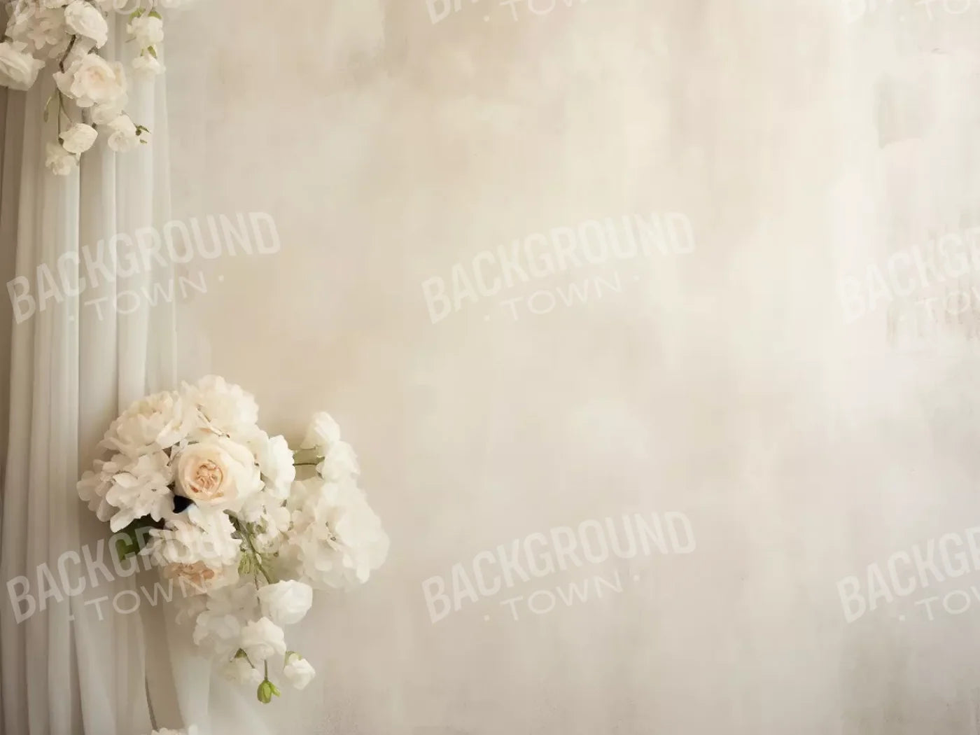 Plaster Wall With Florals 8’X6’ Fleece (96 X 72 Inch) Backdrop