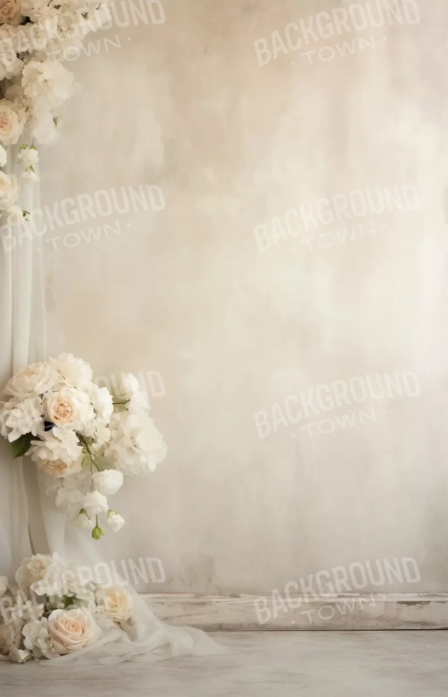 Plaster Wall With Florals 9’X14’ Ultracloth (108 X 168 Inch) Backdrop