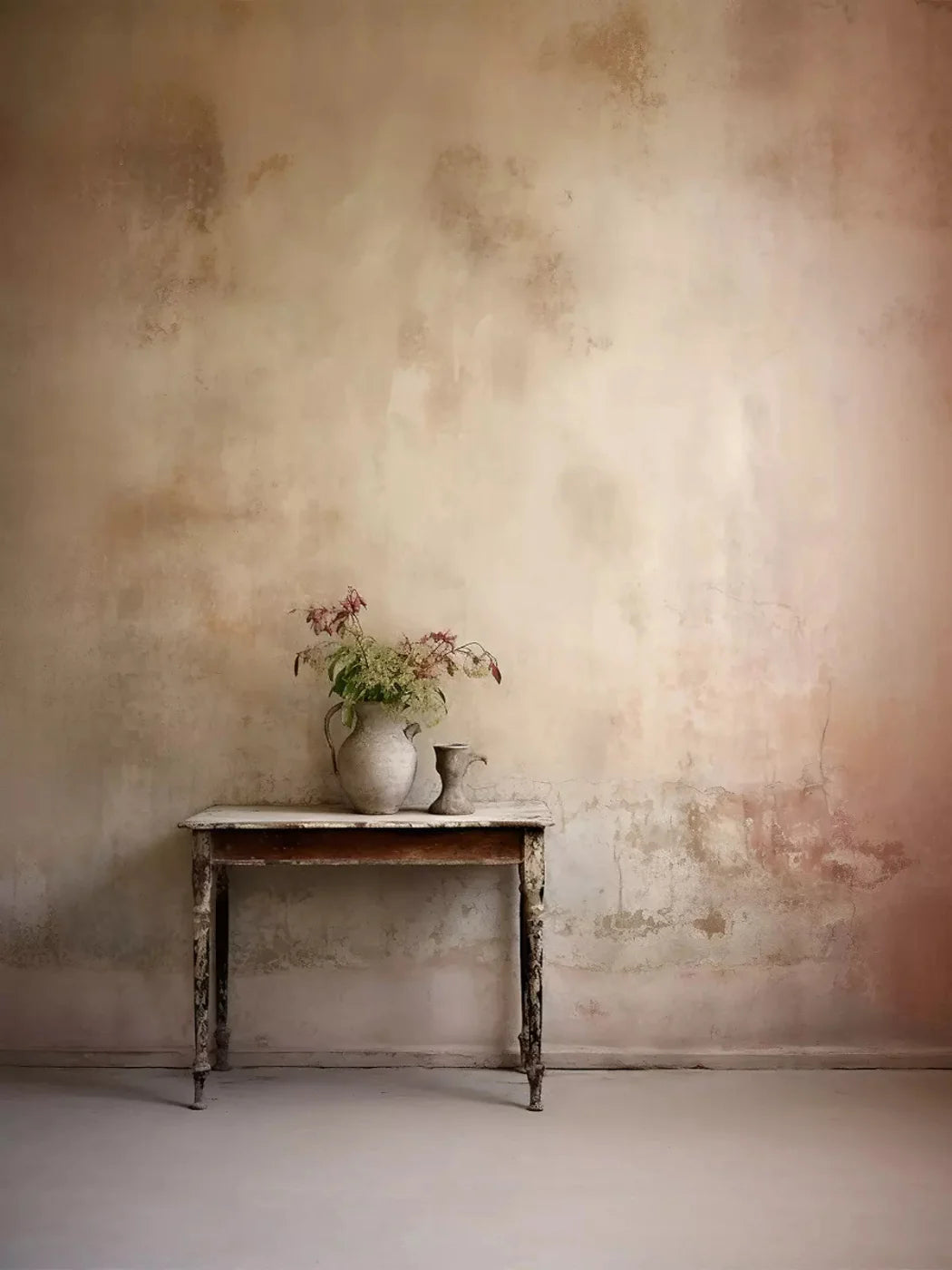 Plaster Wall With Table I 5X68 Fleece ( 60 X 80 Inch ) Backdrop