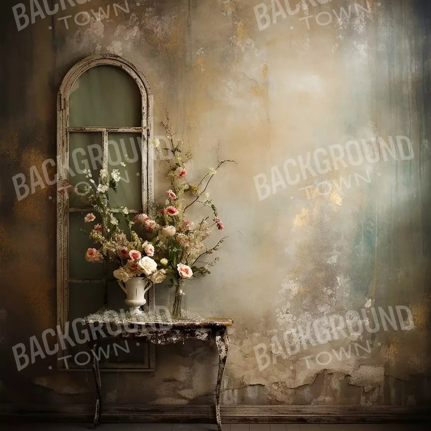 Plaster Wall With Table Ii 10’X10’ Ultracloth (120 X Inch) Backdrop