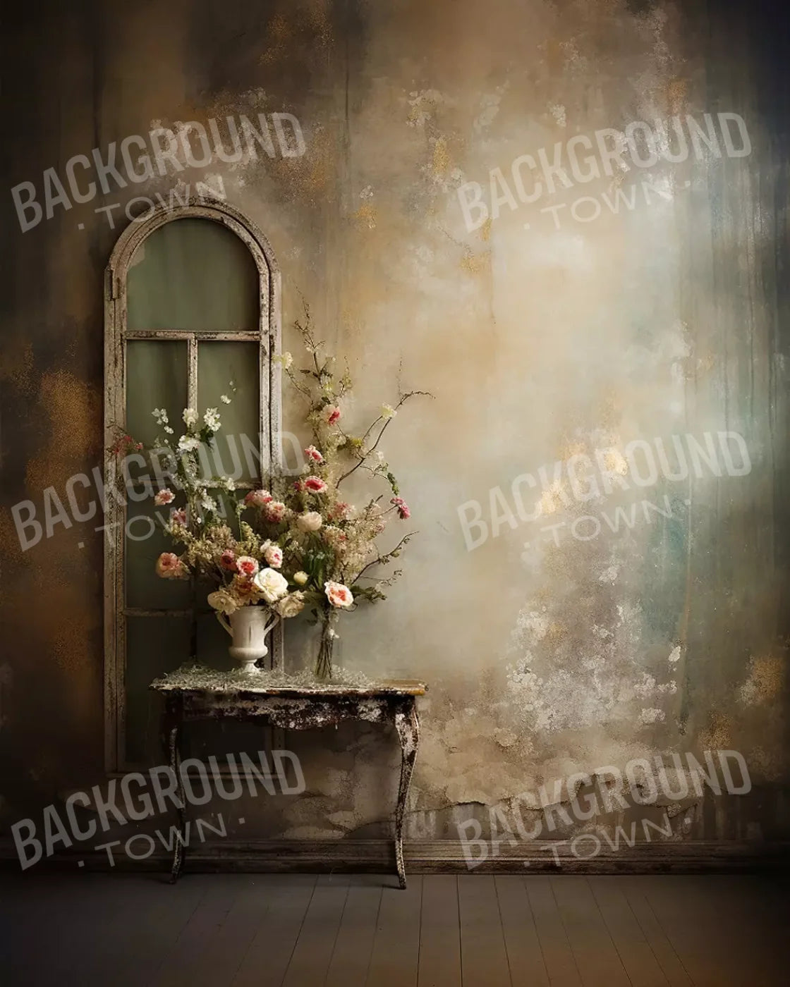 Plaster Wall With Table Ii 8’X10’ Fleece (96 X 120 Inch) Backdrop