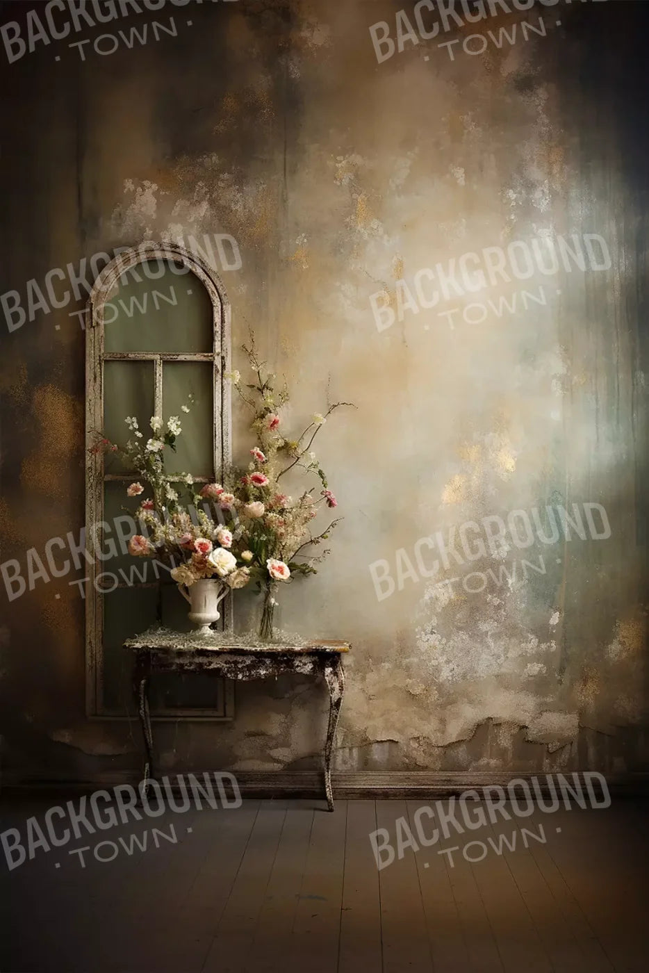 Plaster Wall With Table Ii 8’X12’ Ultracloth (96 X 144 Inch) Backdrop