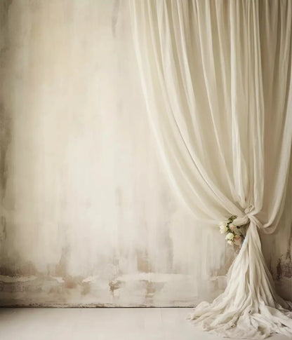 Plaster Wall With Curtain Ii 10X12 Ultracloth ( 120 X 144 Inch ) Backdrop