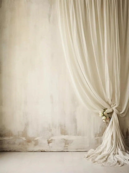 Plaster Wall With Curtain Ii 5X68 Fleece ( 60 X 80 Inch ) Backdrop