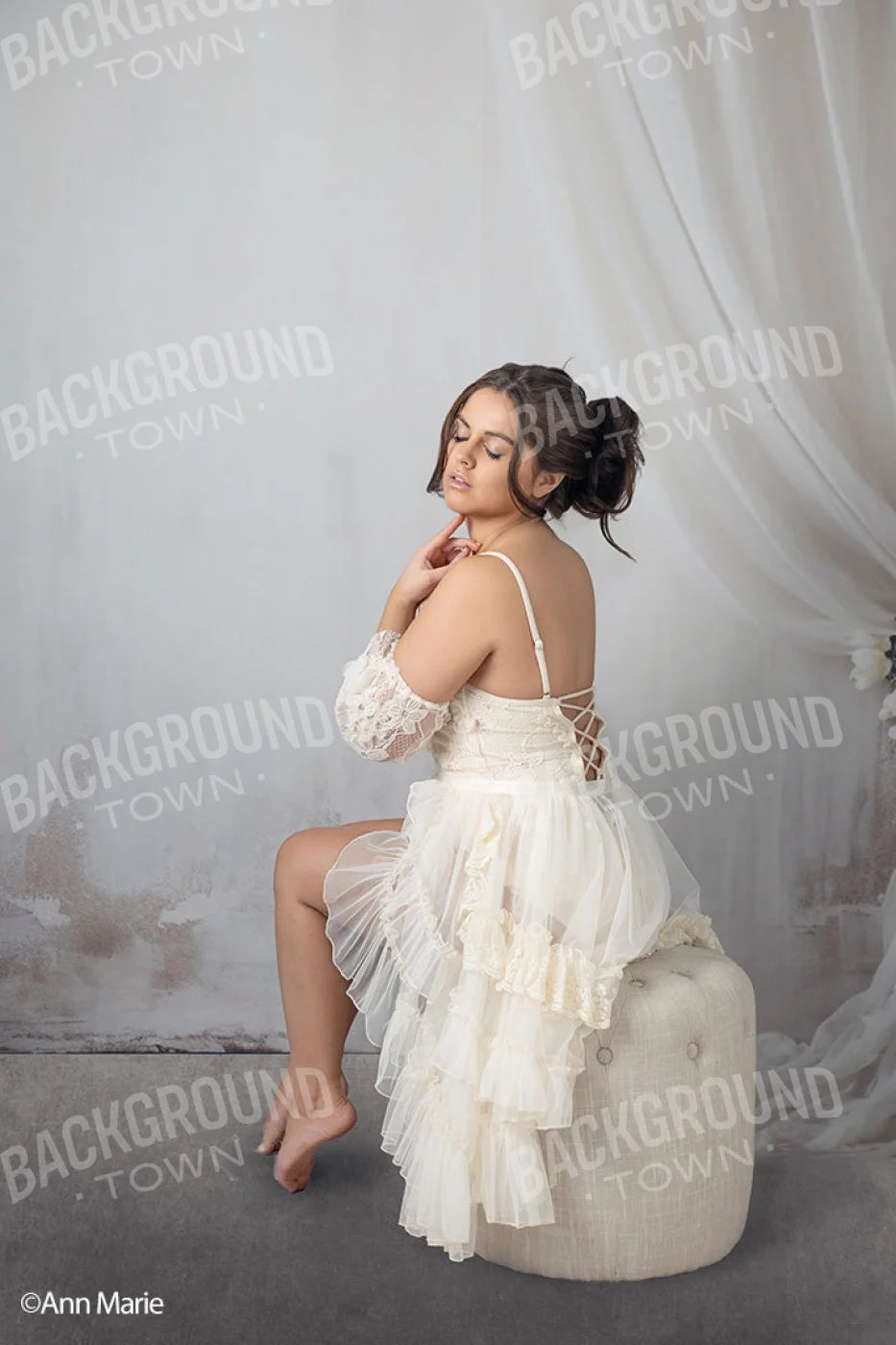 Plaster Wall With White Curtain Ii Backdrop