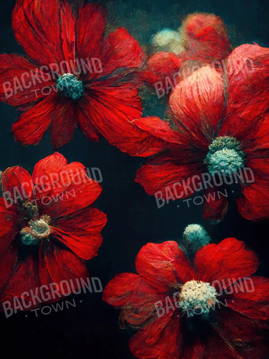 Poppies 5X68 Fleece ( 60 X 80 Inch ) Backdrop