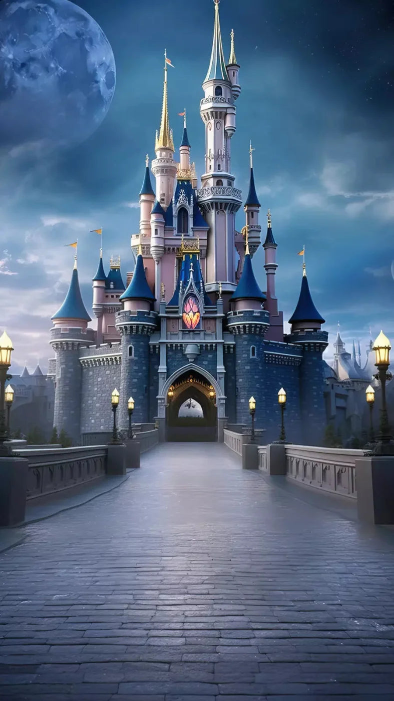 Princess Castle At Dusk 8X14 Ultracloth ( 96 X 168 Inch ) Backdrop