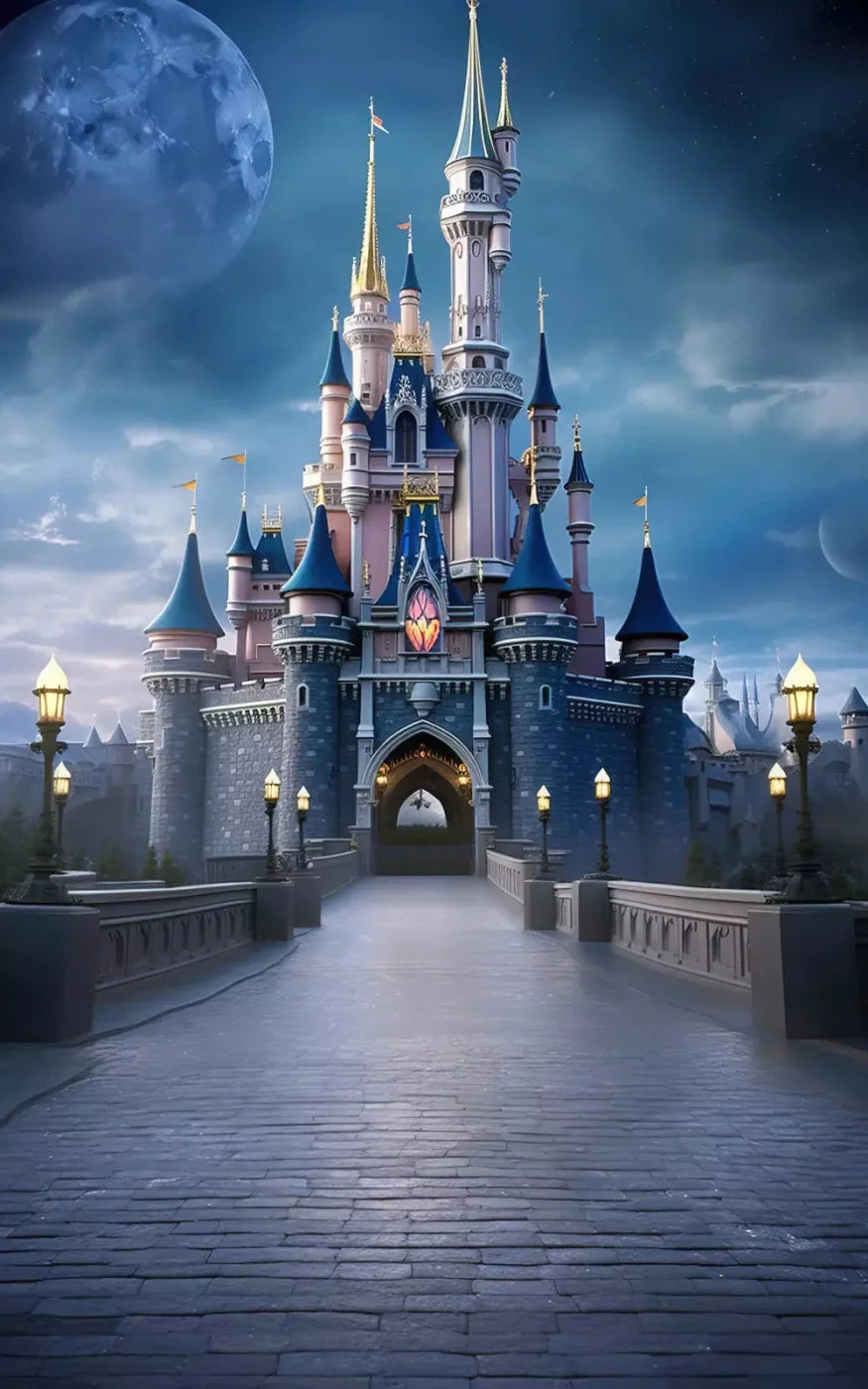 Princess Castle At Dusk 9X14 Ultracloth ( 108 X 168 Inch ) Backdrop
