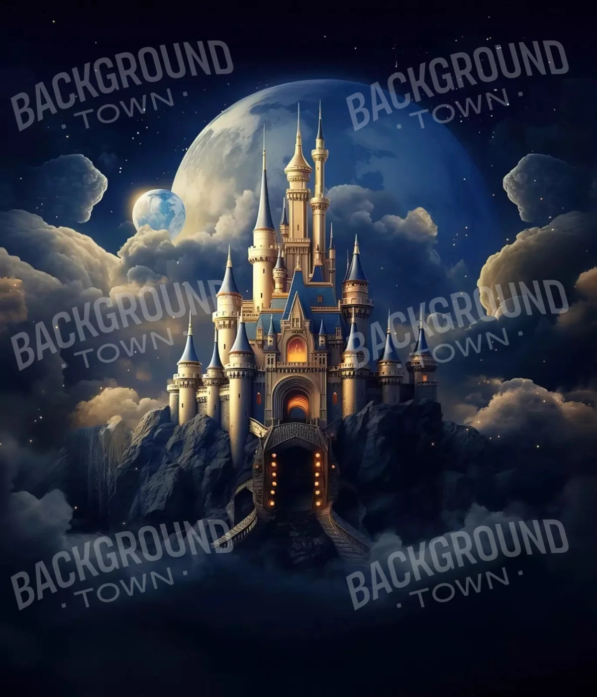 Princess Castle In Clouds 10X12 Ultracloth ( 120 X 144 Inch ) Backdrop