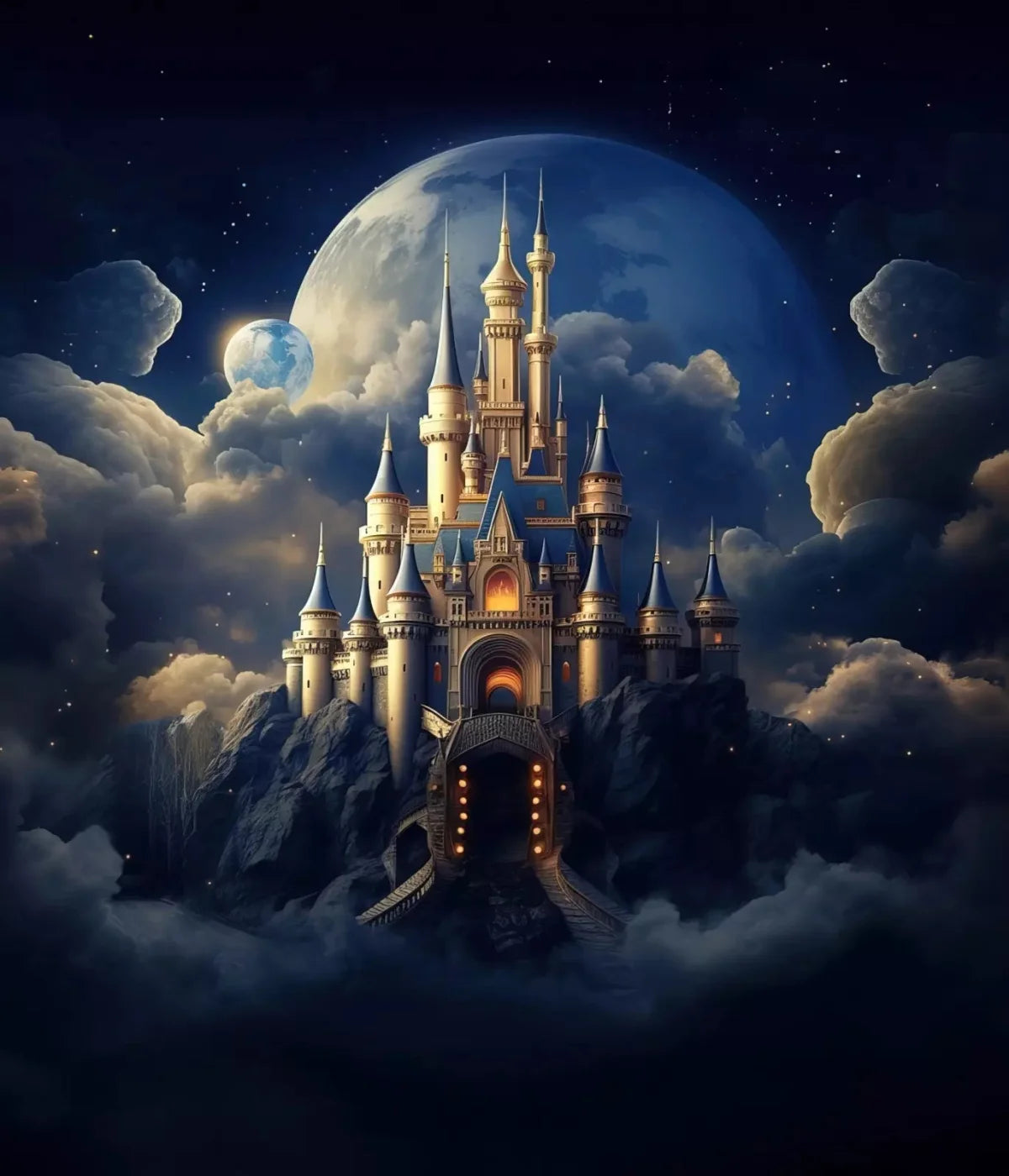 Princess Castle In Clouds 10X12 Ultracloth ( 120 X 144 Inch ) Backdrop