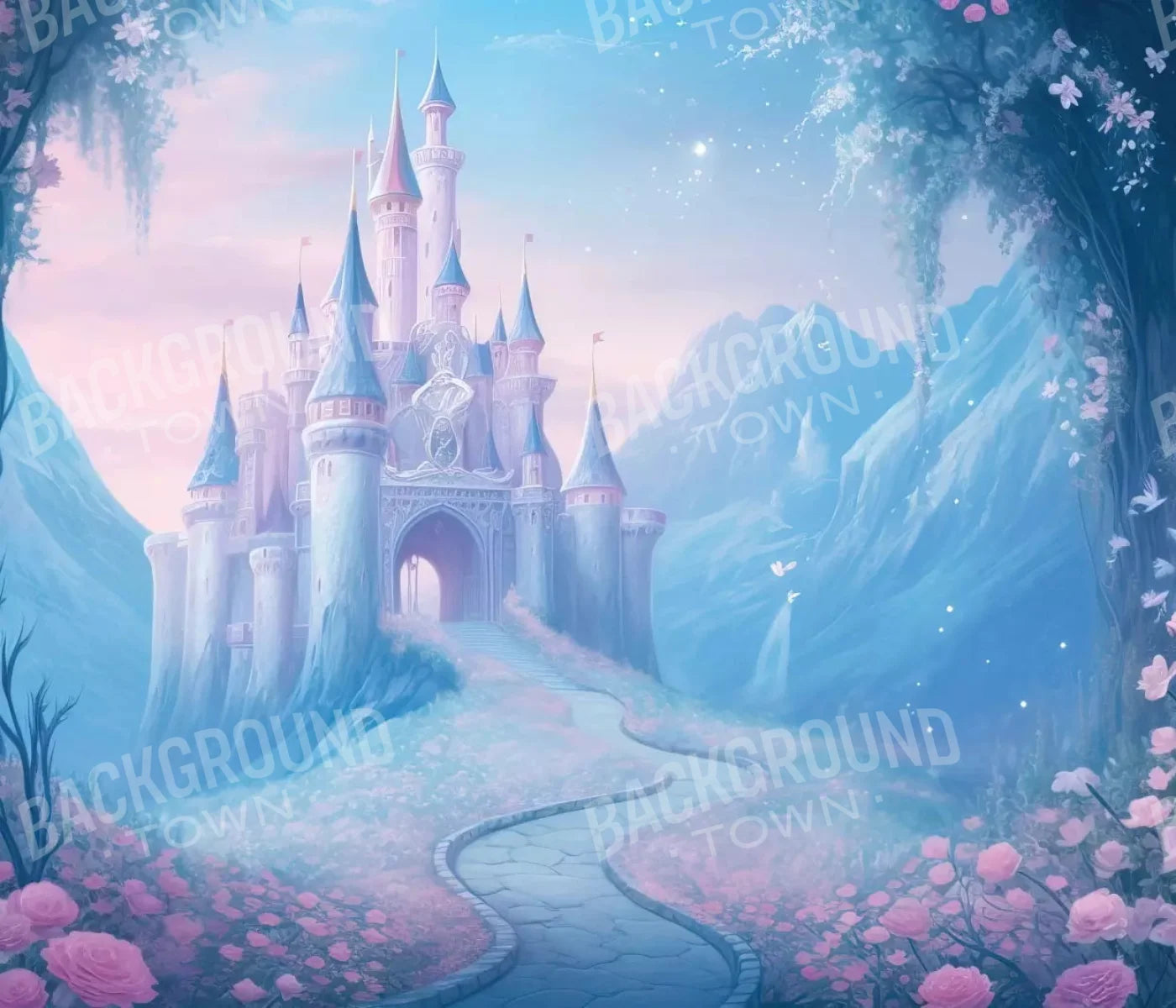 Princess Castle In The Mist 12X10 Ultracloth ( 144 X 120 Inch ) Backdrop